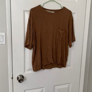 Cozy loose brown oversized crop T.